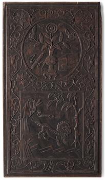 877. A set of three Chinsese hardwood panels, Qing dynasty.