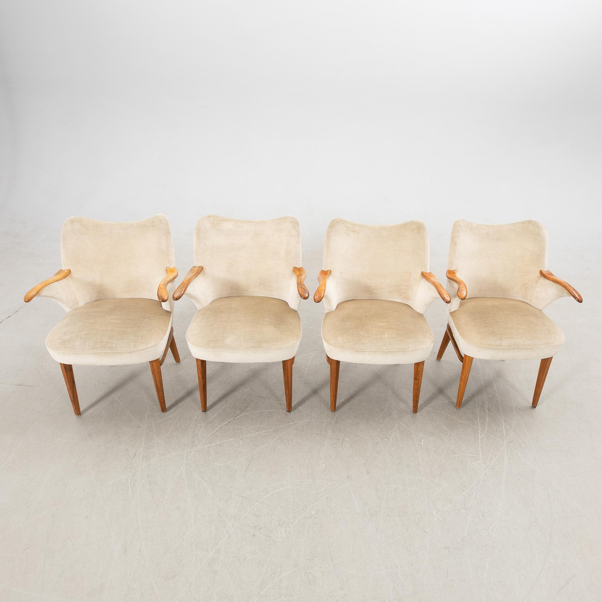 Karmstolar 4 st. Swedish Modern 1940/50-tal.
