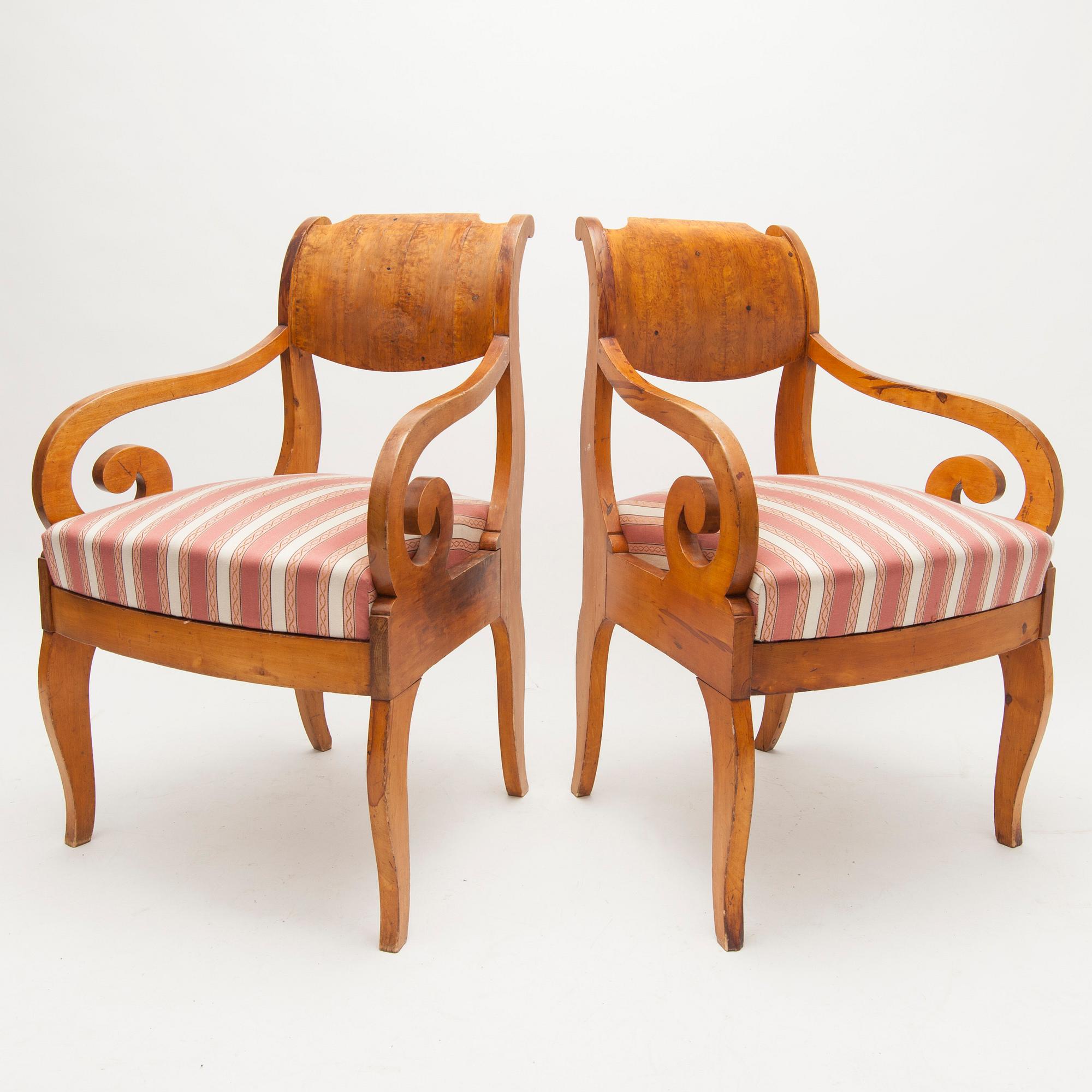 KARMSTOLAR, ett par, biedermeier, Finland 1800-talets första hälft.