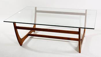 SOFFBORD, glas och teak, 1950/60-tal.