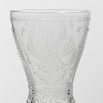 Vicke Lindstrand, nine 'Dalecarlia' sherry glasses, Kosta Boda.