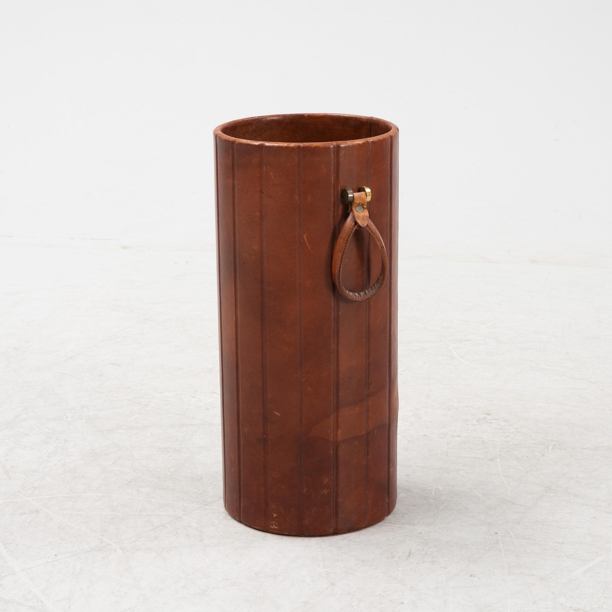 A leather umbrella stand, mid 20th Century.