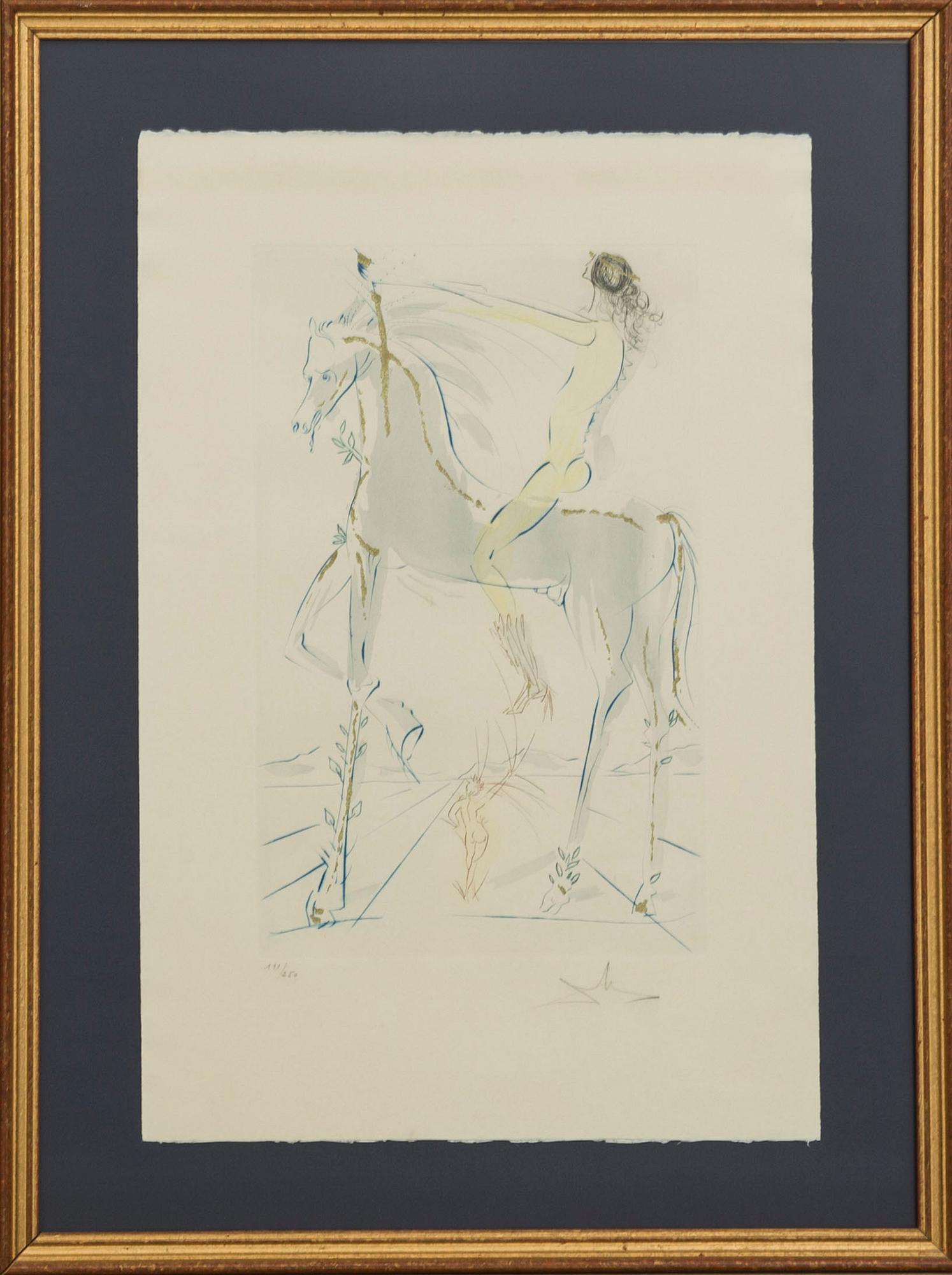 SALVADOR DALÍ, etching with colour and gold dust, signed and numbered 191/250.
