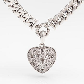 An 14K white gold necklace with diamonds ca. 2.95 ct in total.