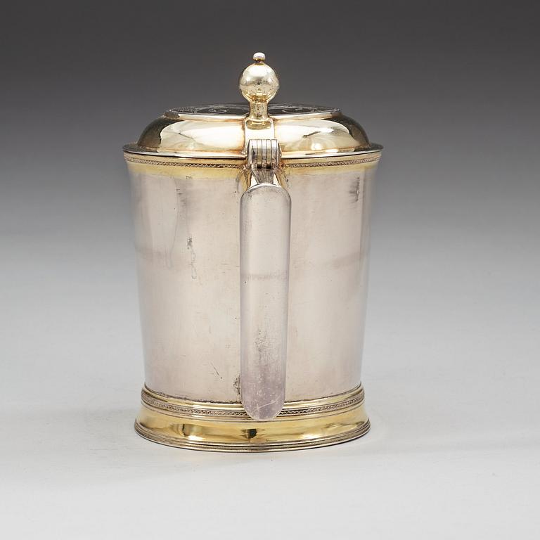 A Swedish early 19th century parcel-gilt tankard, marks of Magnus Söderberg, Visby 1810.