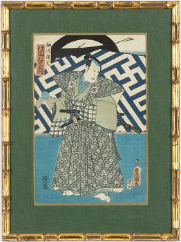 Utagawa Kunisada, "Kabukiskådespelaren Kataoka Ninzaemon som samurajen Hosokawa".