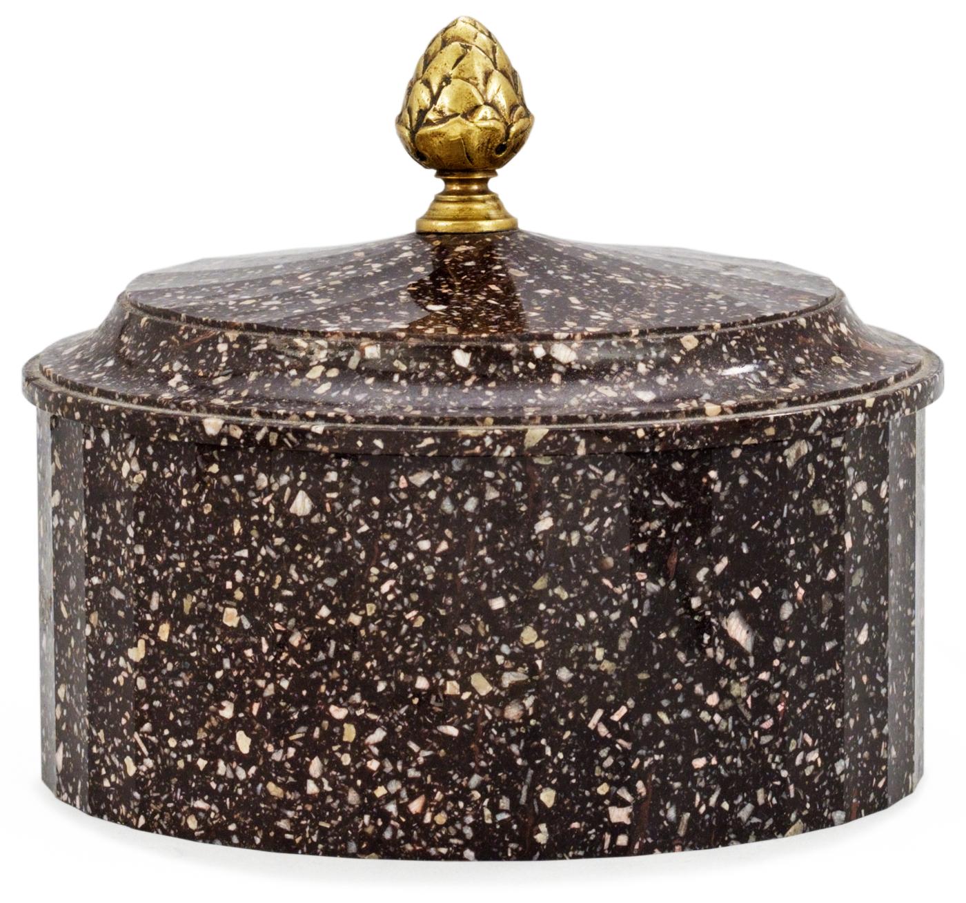 A Swedish Empire porphyry butter box.