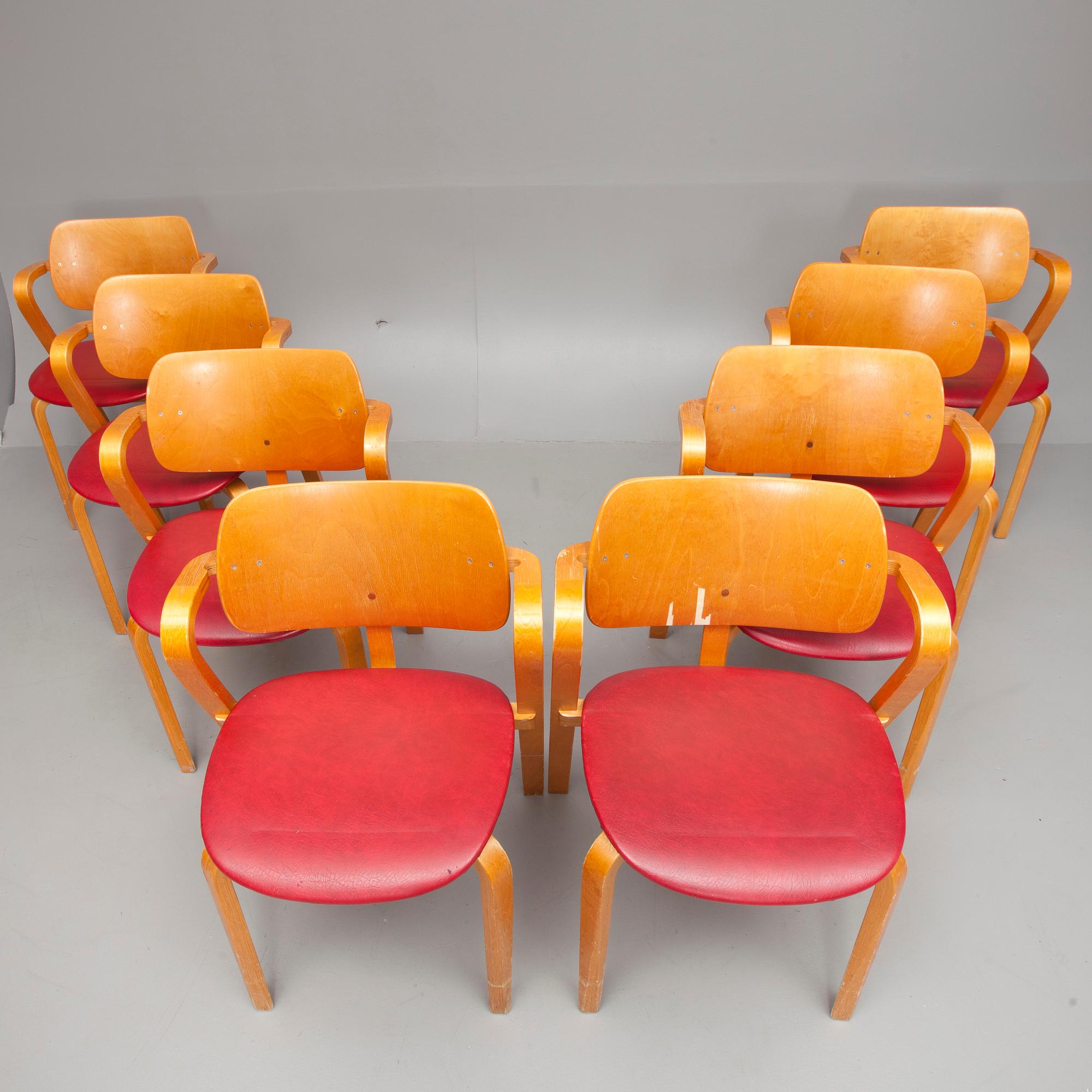 STOLAR, 8 st, "Aslak" design Ilmari Tapiovaara, modellen formgiven 1958.