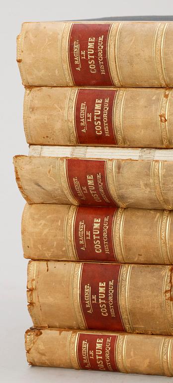 BOKVERK, 6 vol, "Le Costume Historique" av Auguste Racinet, Paris 1888.