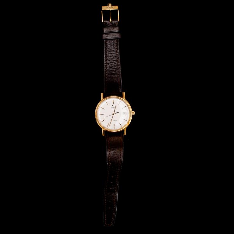 HERRARMBANDSUR, guld på stål, Omega Quartz.