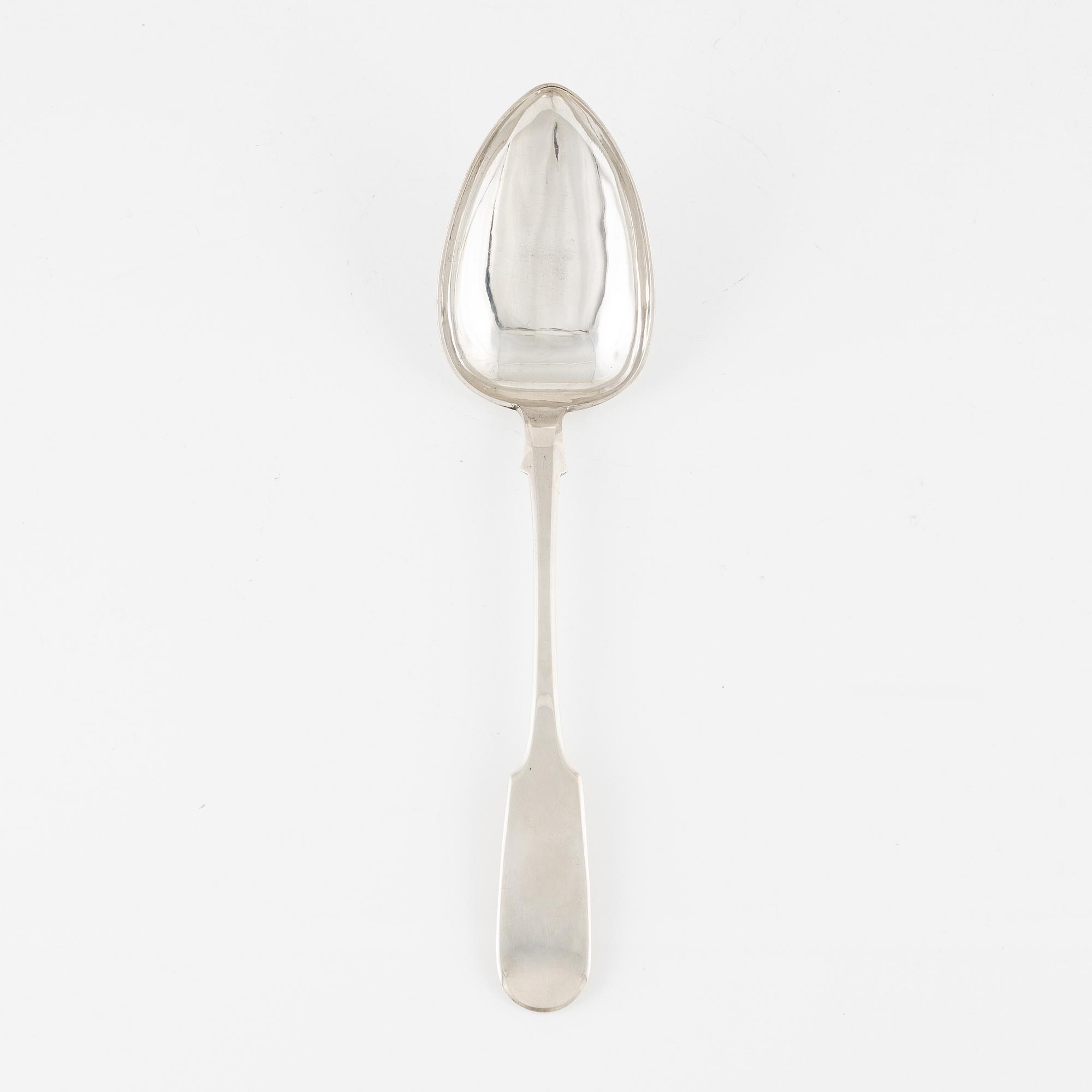 A Latvian Silver Serving Spoon, mark of JH Emke, Riga 1863.