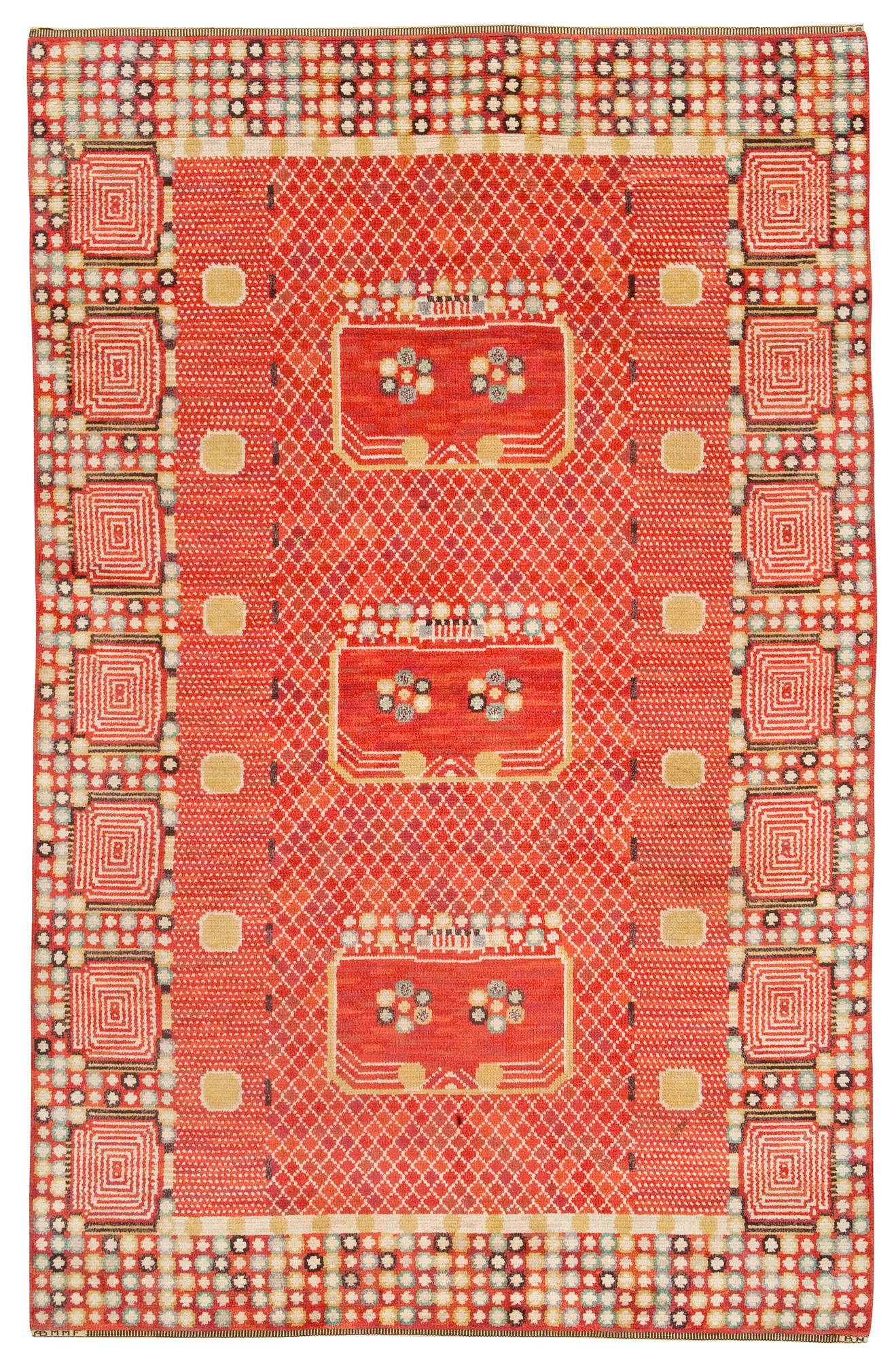 MATTA. "Krabban". Flossa. 314 x 200,5 cm. Signerad AB MMF BN (AB Märta Måås-Fjetterström, Barbro Nilsson).