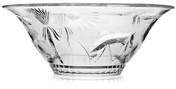 An Ewald Dahlskog cut glass bowl, ´Hjortar´, Kosta 1926-29.