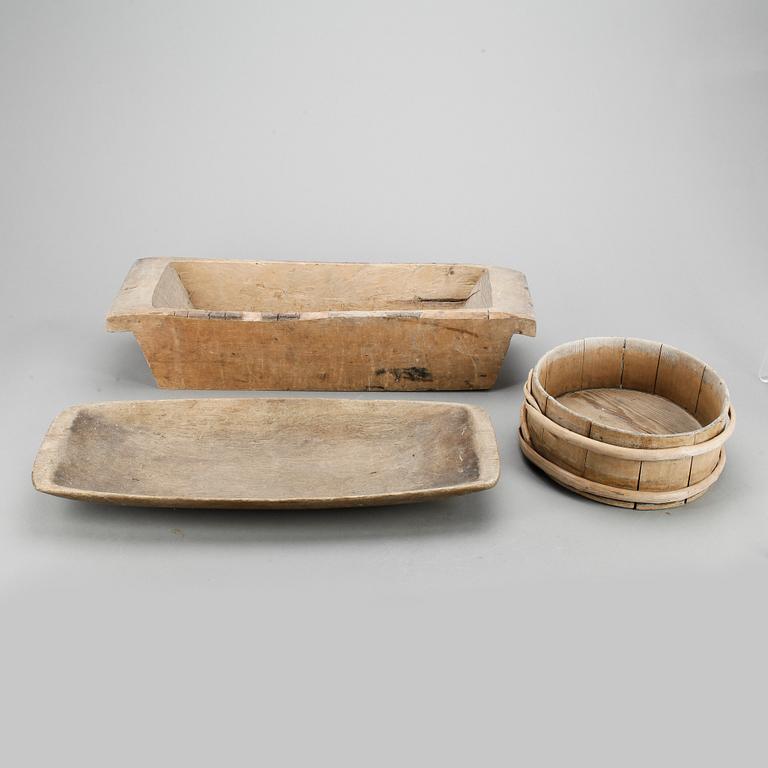 TRÅG, 3st, allmoge, 1800-tal.