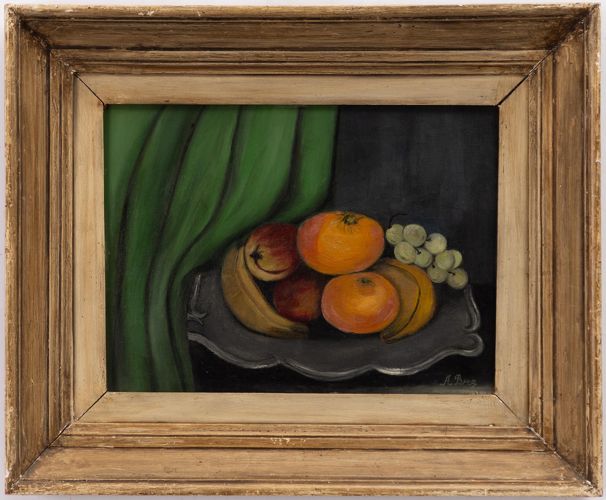 Anna Berg, "Stilleben med fruktfat" (Still life with fruit platter).