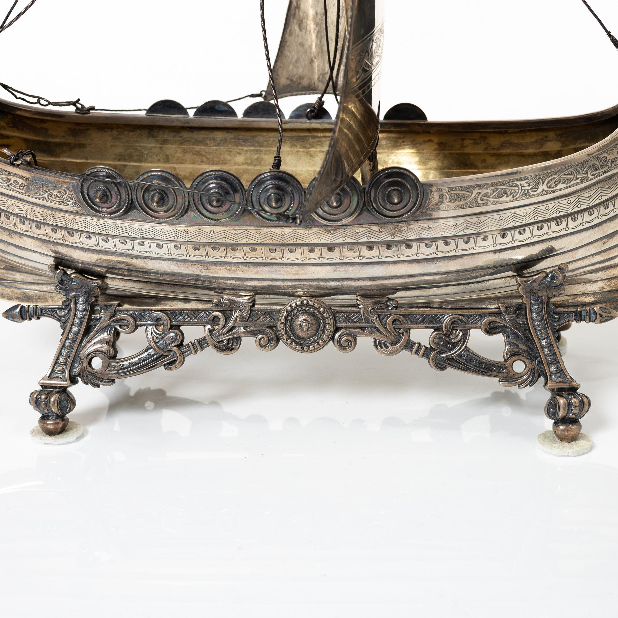 Karl Anderson, a silver viking ship figurine, Stockholm 1905.