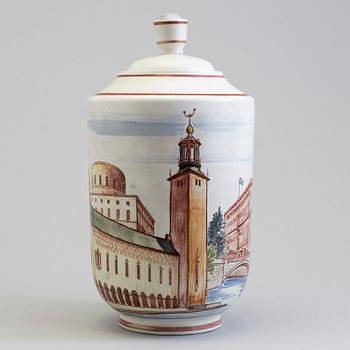 LARS THORÉN, urna med lock, stengods, Rörstrand -47.