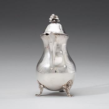 A Swedish 18th century silver coffee-/milk-jug, marks of Jacob Lampa, Stockholm 1777.
