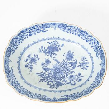 A lobed deep blue and white floral serving dish, Qing dynasty, Qianlong (1736-95).
