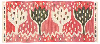 210. Ann-Mari Forsberg, A textile, "Röd Crocus". Tapestry variation. 75 x 33 cm. Signed AB MMF AMF.