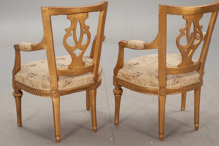 KARMSTOLAR, ett par, Louis XVI, 17/1800-tal.