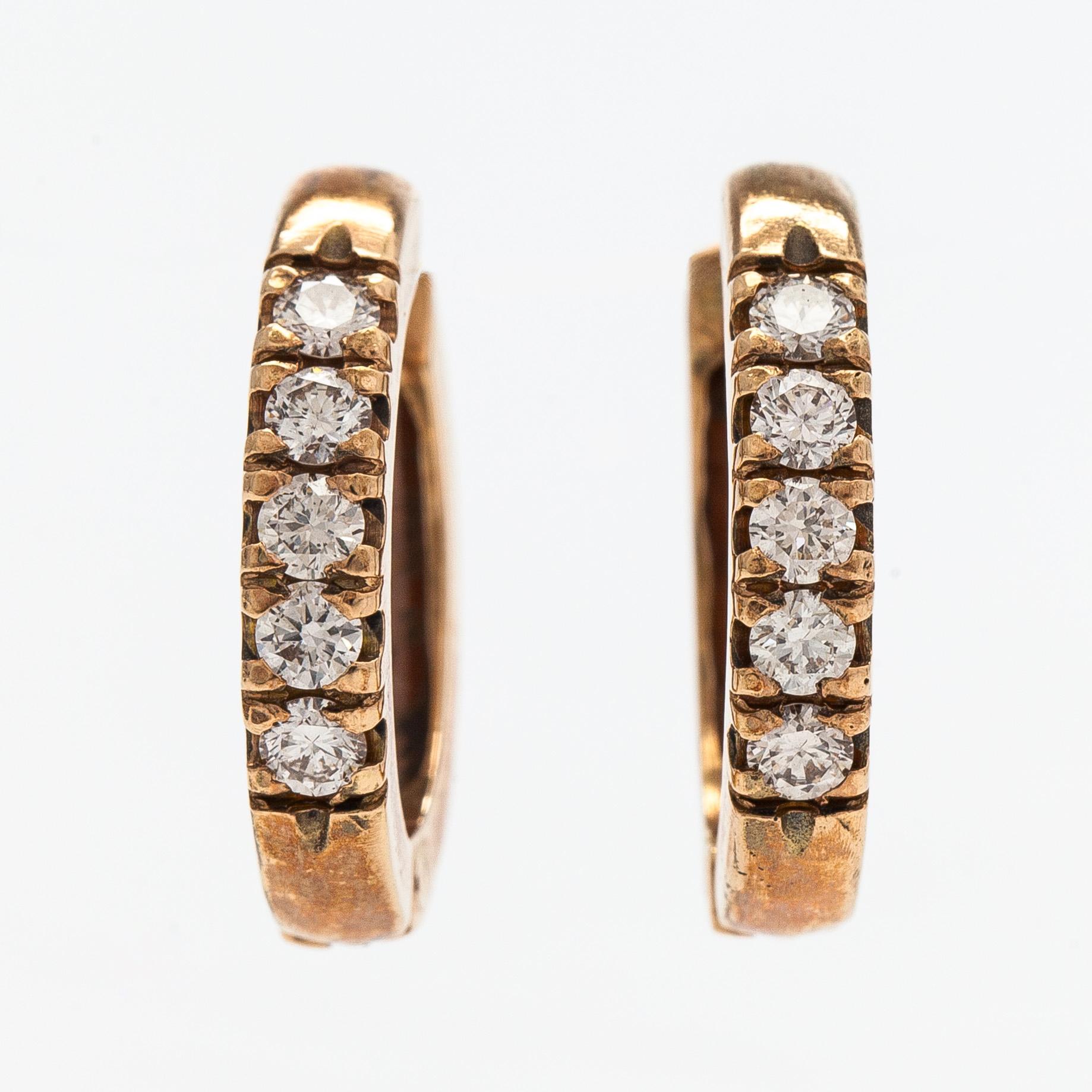 Earrings, brilliant cut diamonds, 14K gold.