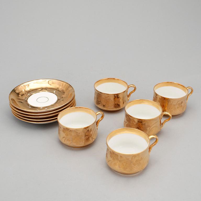 KAFFEKOPPAR, 6st, porslin, Kuznetsov, Ryssland, sent 1800-tal.