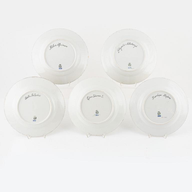 Tallrikar, 10 st, porslin, "Flora Danica" (Hausmålerai), Royal Copenhagen, Danmark.