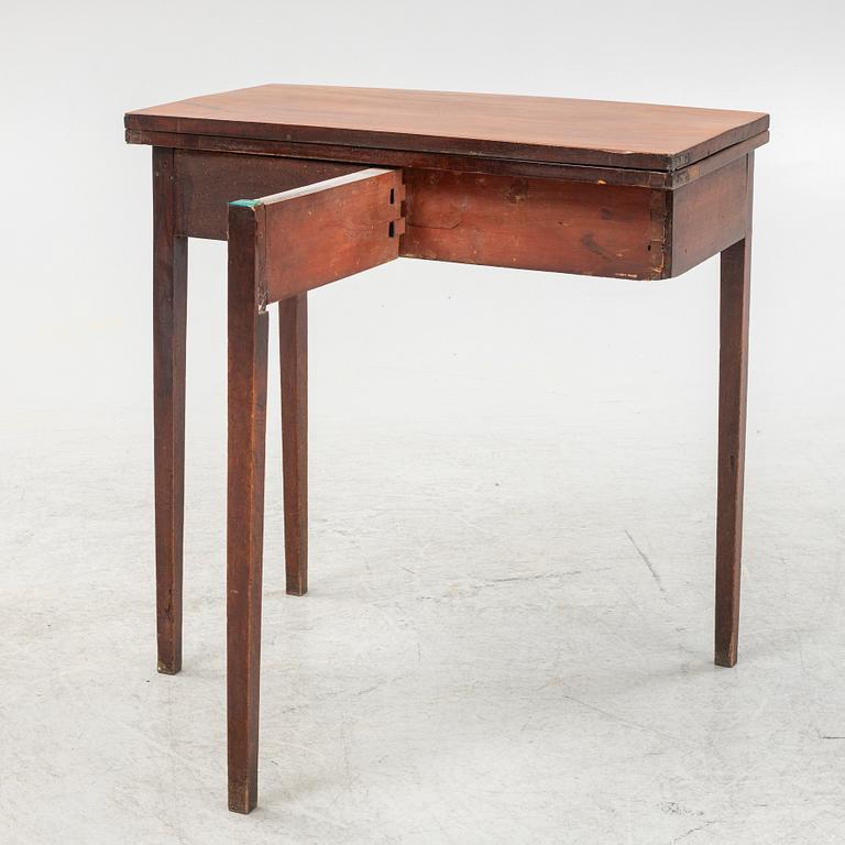 A late Gustavian mahogany card table, late 18th century.