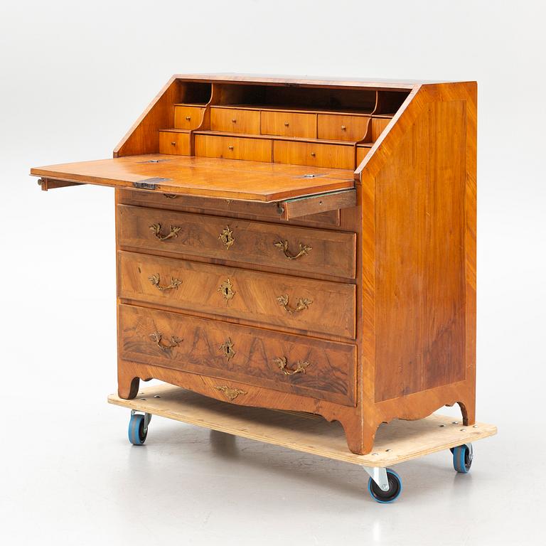 A Swedish rococo parquetry secretaire, Stockholm, later part 18th century.