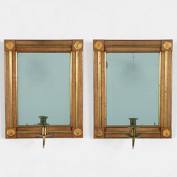 Mirror wall sconces, a pair, Gustavian style, 20th century.