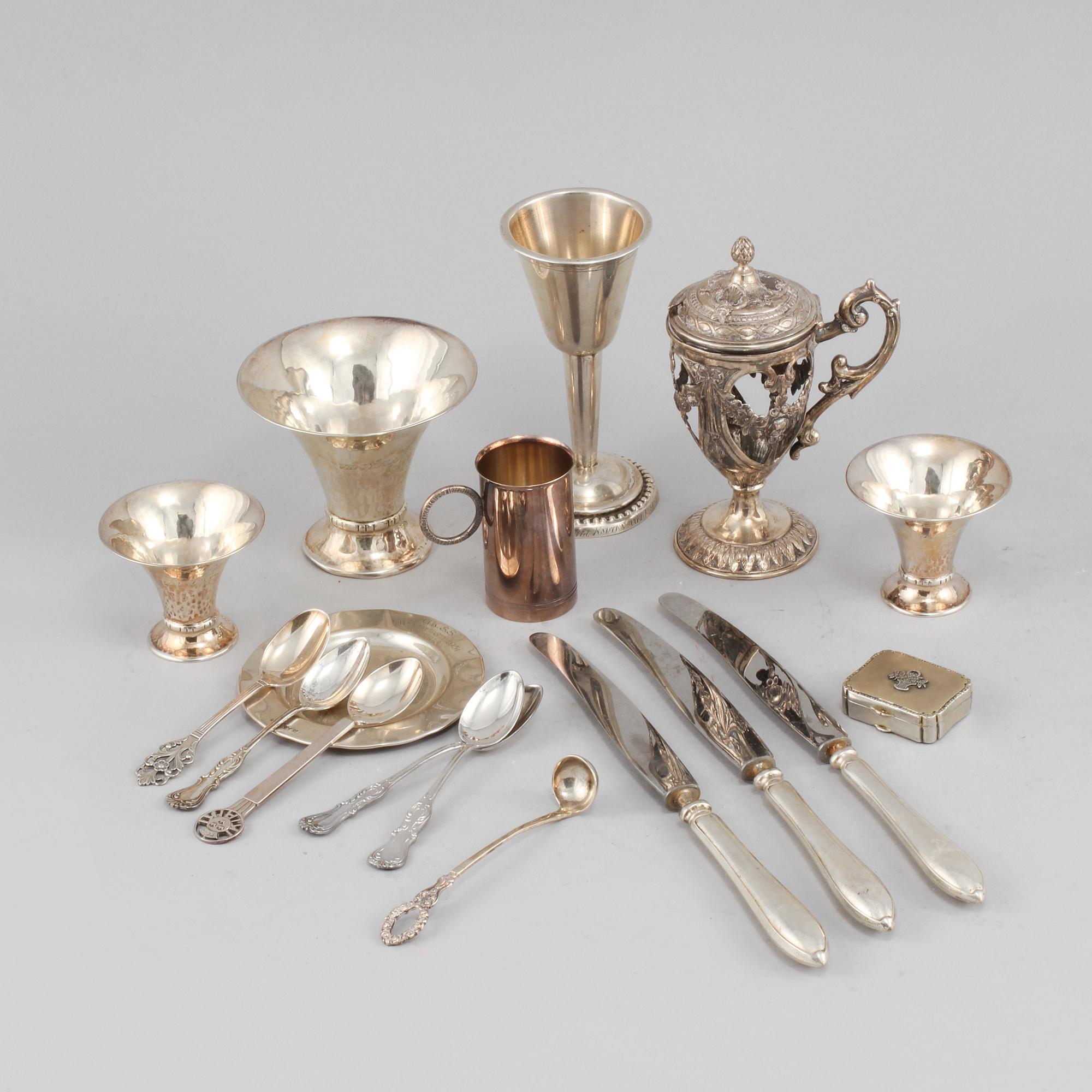 PARTI SILVER, 16 delar, 1900-tal, total vikt 540 gram.