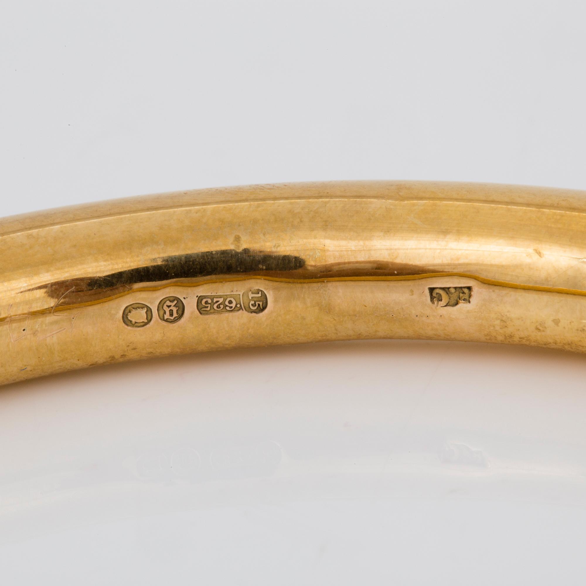 ARMRING, 'FG', London, 1922. 15K guld.