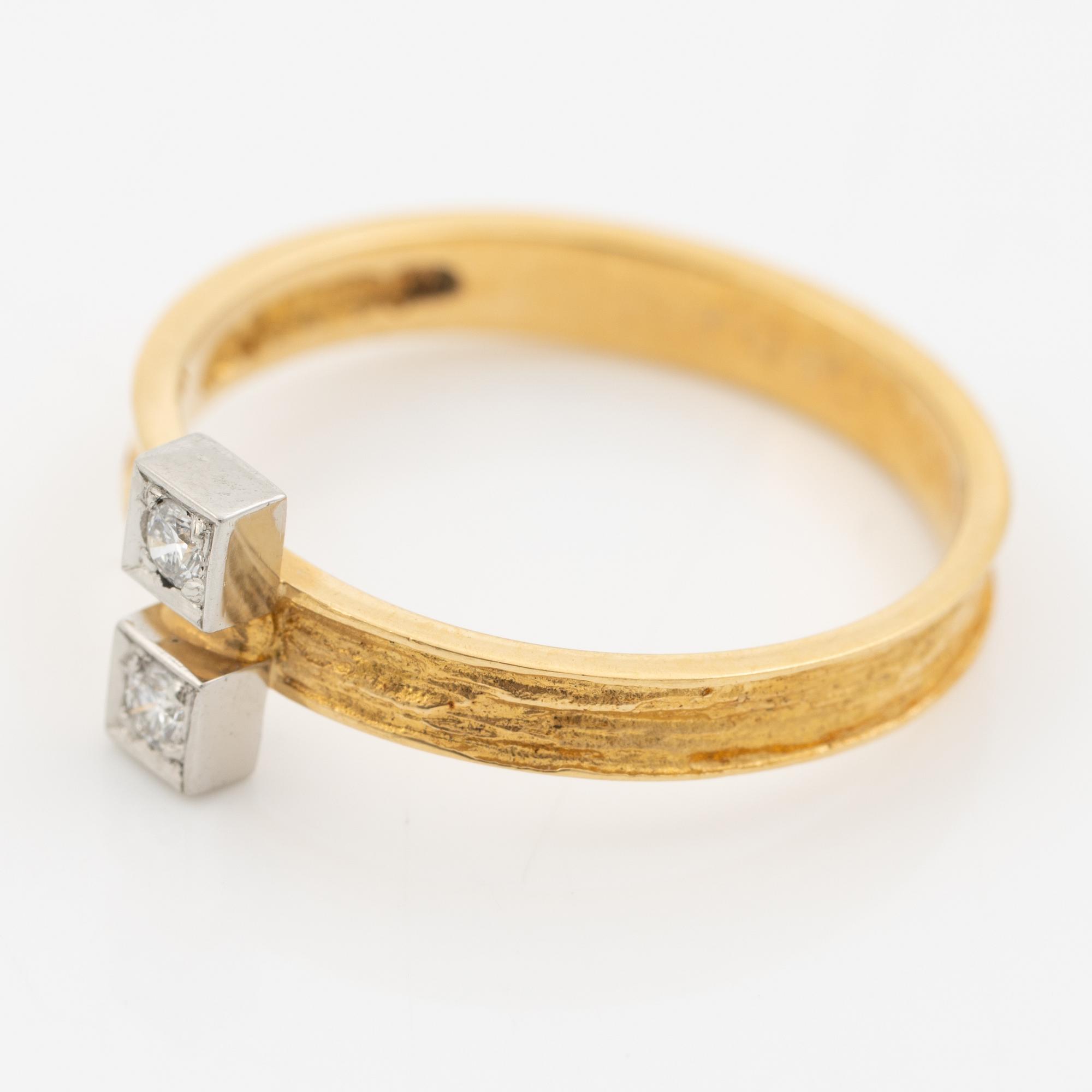 Lapponia, ring 18K gold set with an octagonal-cut diamond, Finland 1978.