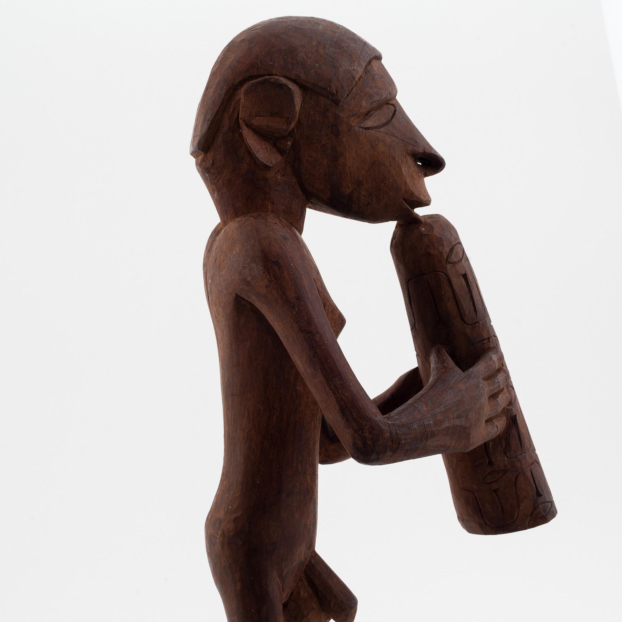 Skulpturer, tre stycken, hardwood. Asmat, Indonesien, 1900-tal.
