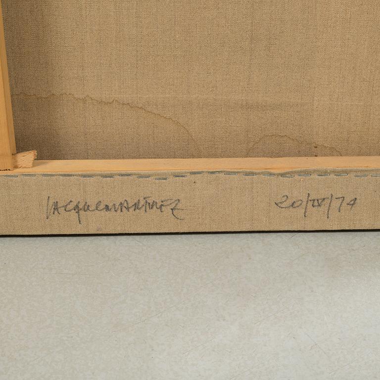 JACQUES MARTINEZ, troligen akryl på duk, signerad och daterad 20/VI/74 á tergo.