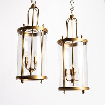 A pair of ceiling lanterns, contemporary.