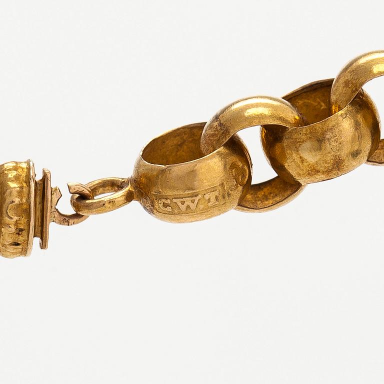 An 18K gold necklace, Carl Wilhelm Troselius. Stockholm 1838.