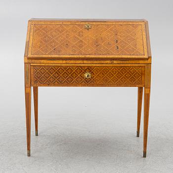 A Gustavian marquetry secretaire by Jonas Hultsten (master in Stockholm 1773-94).