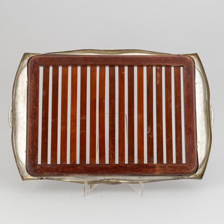 A silver plated Art Nouveau tray, early 20th Century.