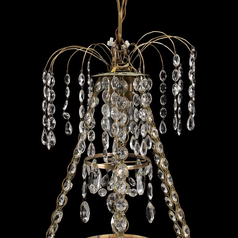 A late Gustavian circa 1800 six-light chandelier.