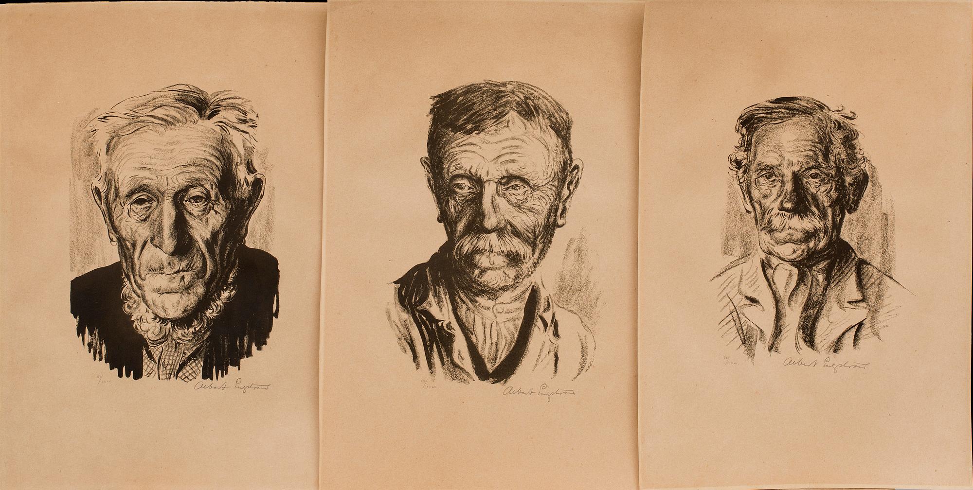 ALBERT ENGSTRÖM, 9 litografier, signerade ur mappen "Rospiggar".