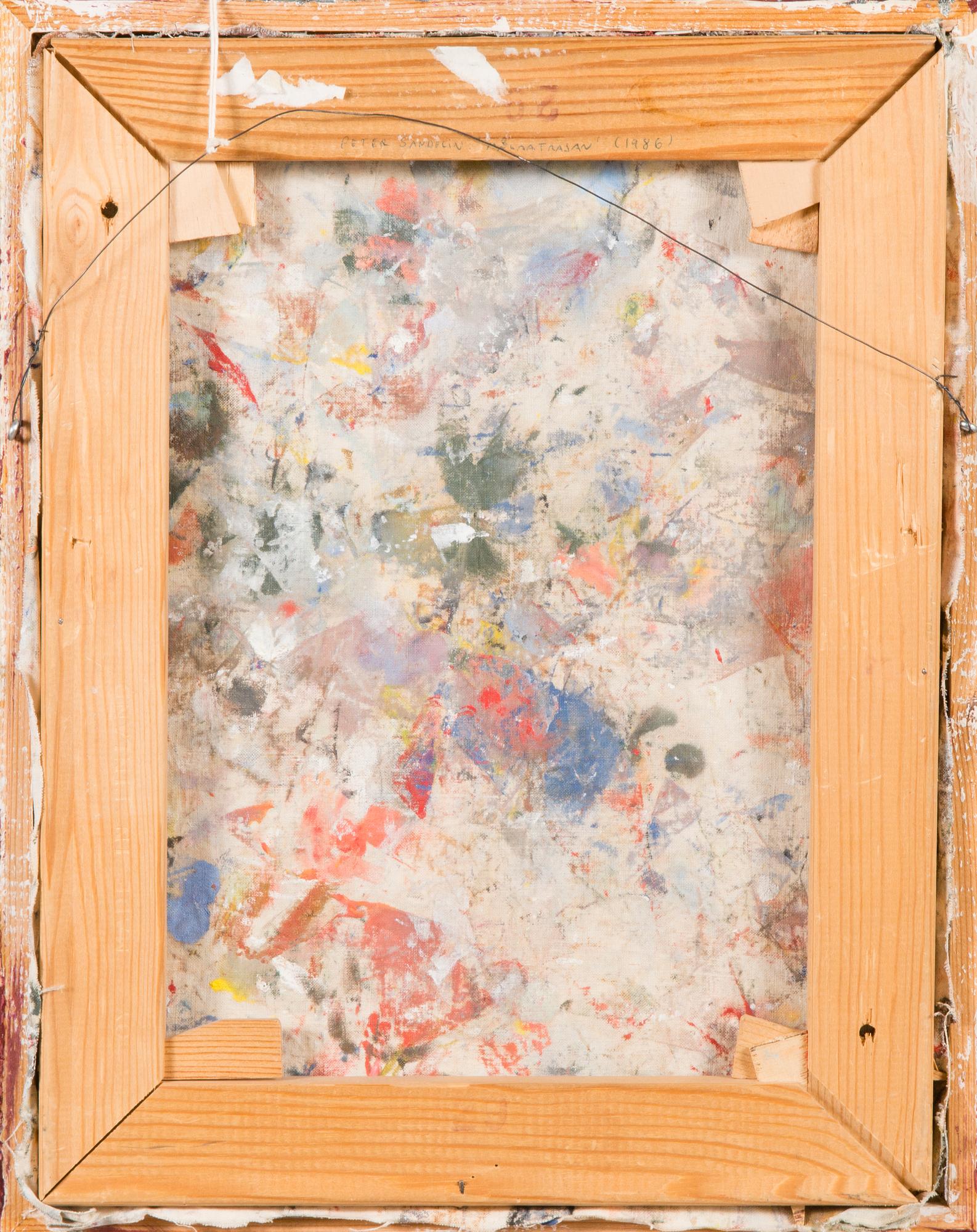 PETER SANDELIN, sekatekniikka kankaalle, signeerattu ja päivätty -86.