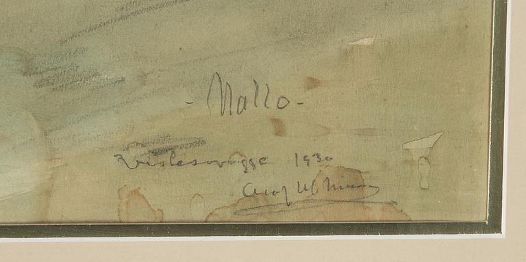 Olof Walfrid Nilsson, akvareller, två stycken, signerade och daterade -28 samt -30.