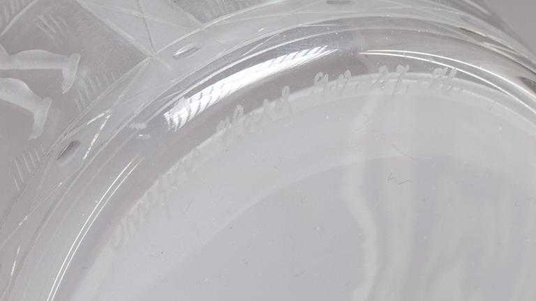 SKÅL med FAT, glas, Edvard Hald, Orrefors, signerad.