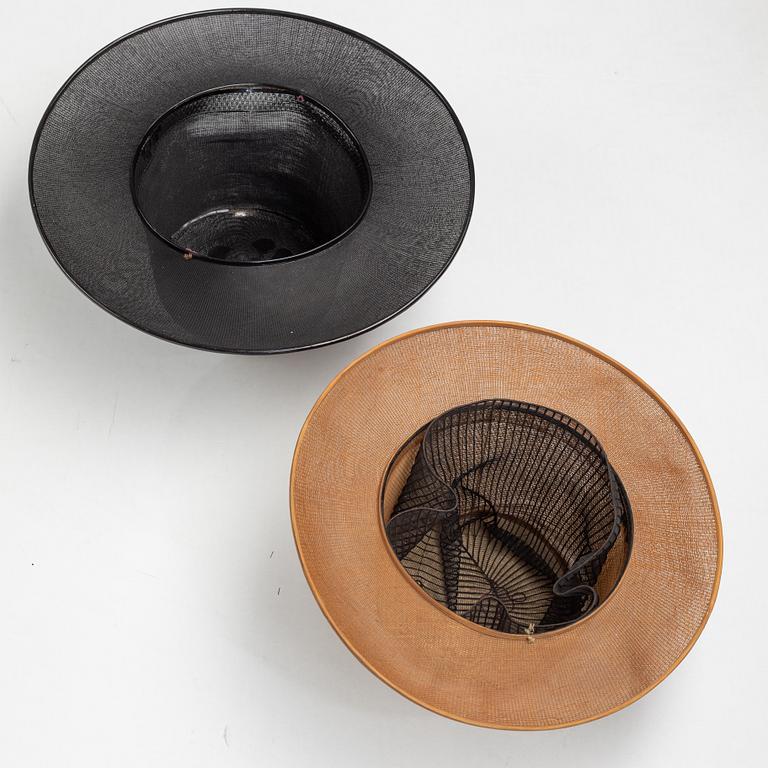 A Korean wooden wedding chest, two hats, an opium pipe, a scale, circa 1900.