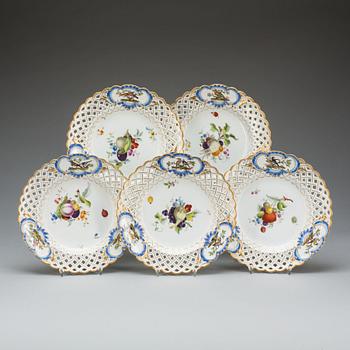 TALLRIKAR, 5 st. Porslin, Meissen, Marcolini (1774-1815).