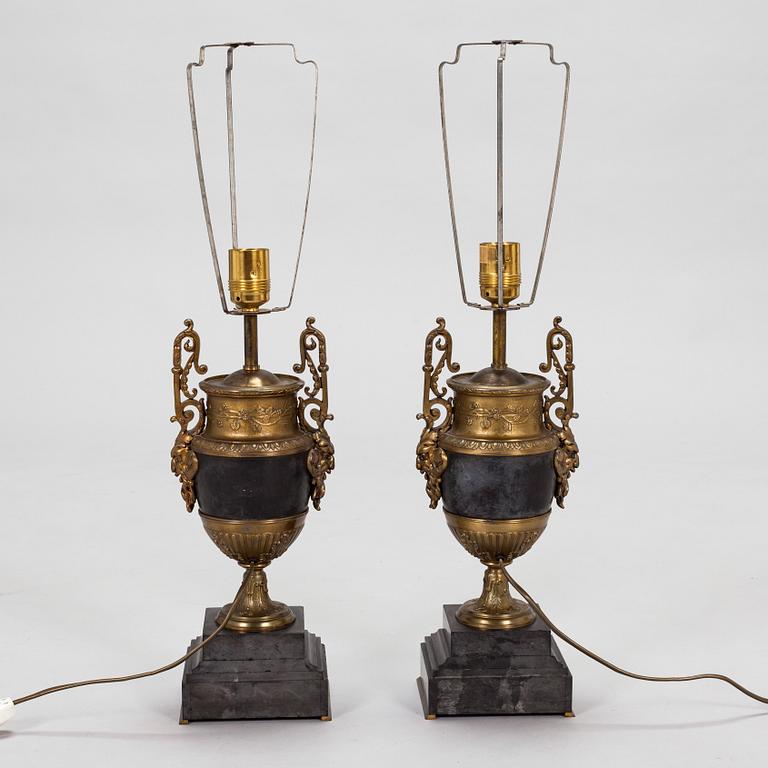 Pair of table lamps, turn of the century 1800/1900.