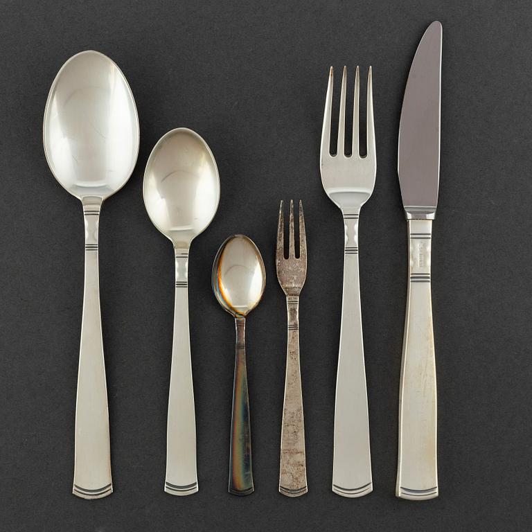 GAB, a part 'Rosenholm' silver cutlery, Stockholm, 1966-77 (64 pieces).