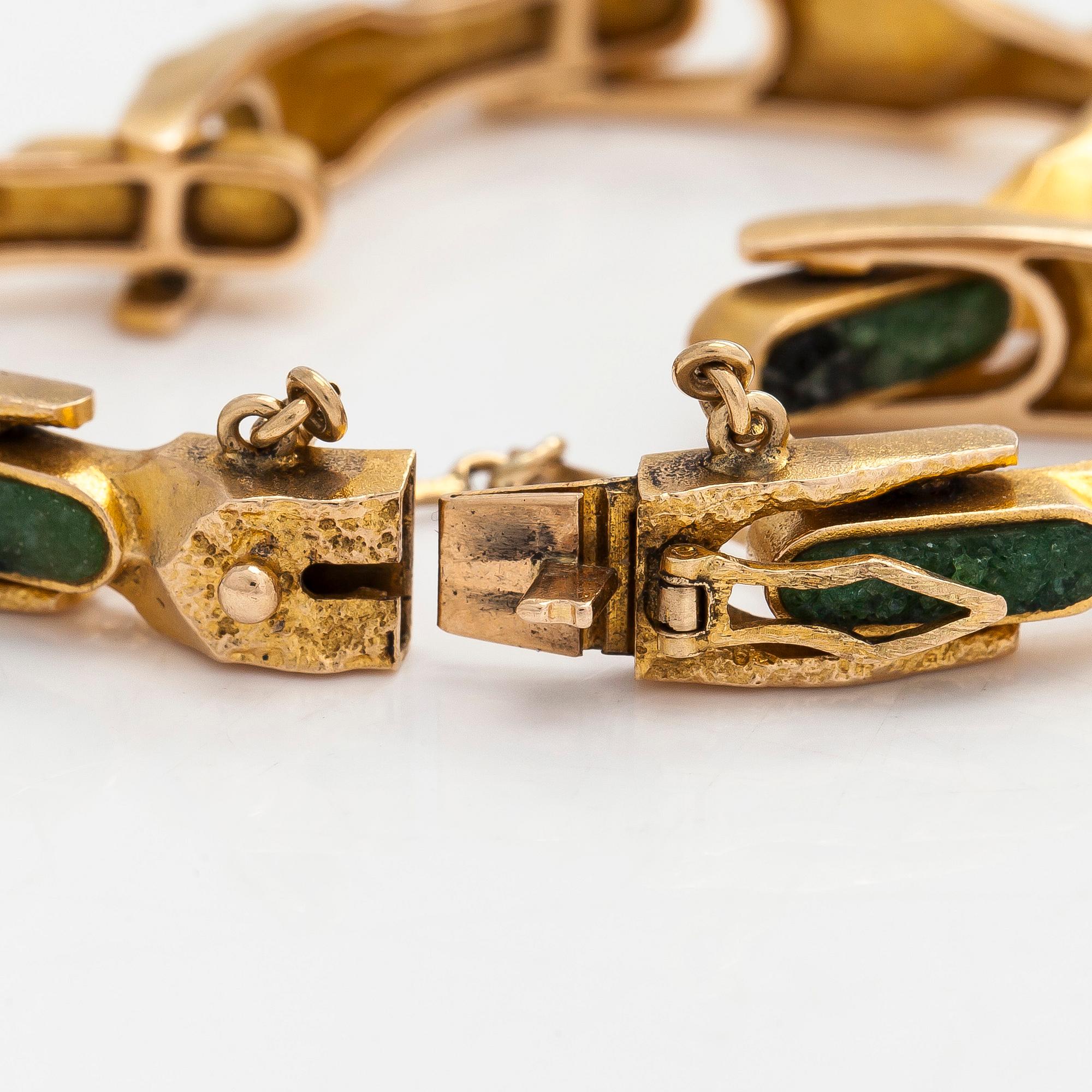 Björn Weckström, armband, "Namban", 14K guld och zoisit, Lapponia 1977.